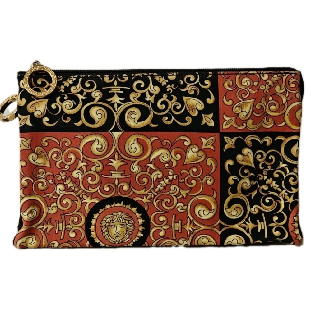 Authentic Early 90s Gianni Versace Medusa Travel Pouch Cloth Clutch